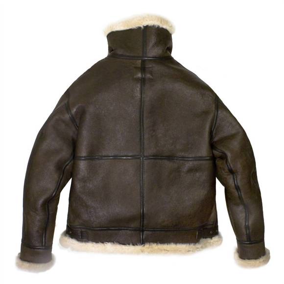 NEW CLOUD NINE mens sheepskin bomber coat in brown leather